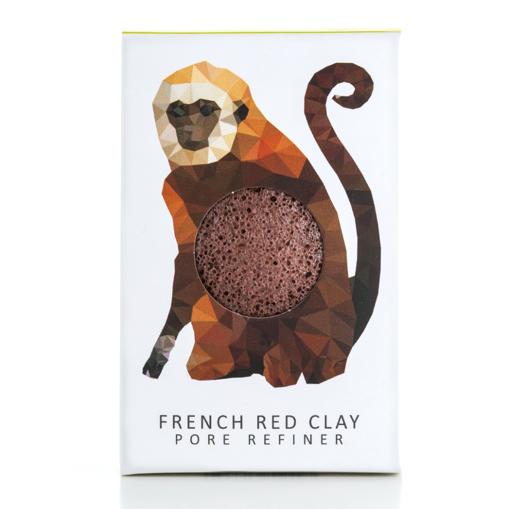 KONJAC SPONGE Rainforest Majom francia vörös agyag mini konjac arcszivacs